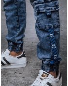 Modré pánske džínsové nohavice joggery