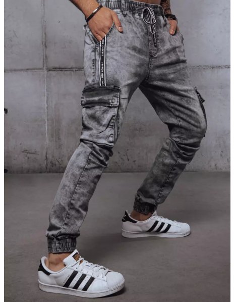 Šedé pánske džínsové nohavice joggery