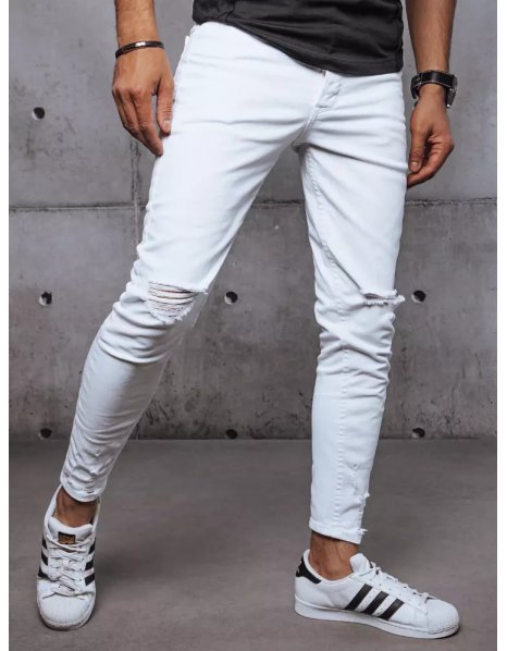 Biele pánske džínsové nohavice