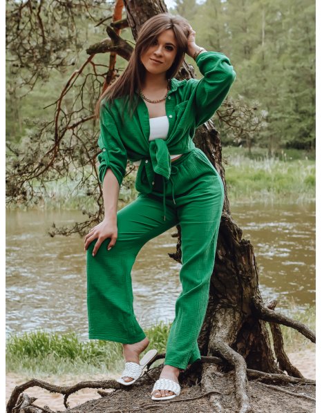 Zelené dámske mušelínové nohavice Amertys