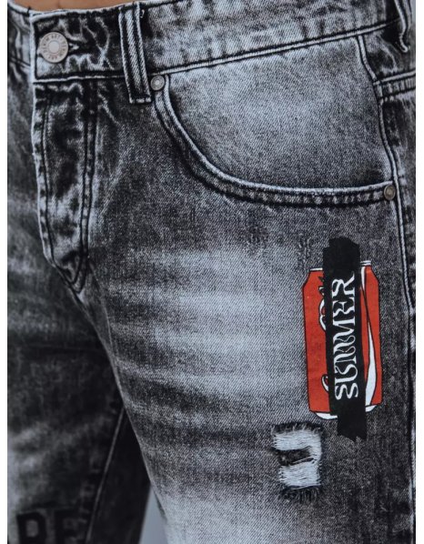 Šedé pánske džínsové kraťasy