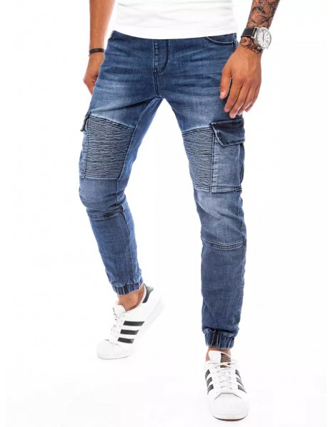 Pánske džínsové tmavomodré jogger nohavice