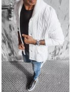 Pánsky sveter so zipsom biely