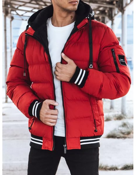 Pánska zimná prešívaná červená bunda