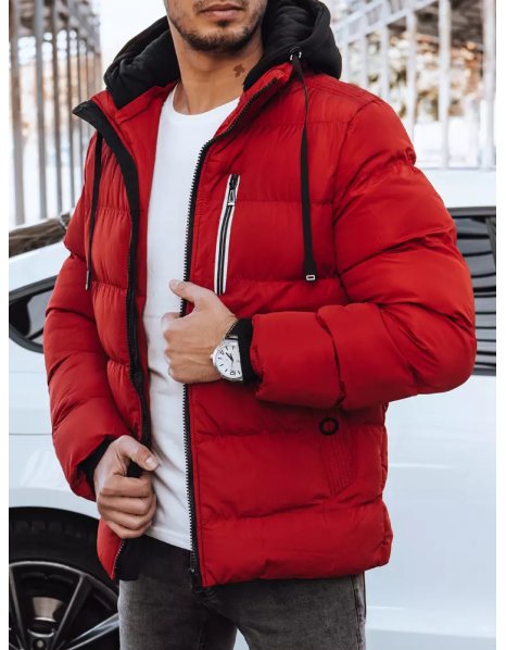 Pánska zimná prešívaná červená bunda