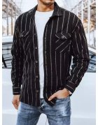 Pánska pruhovaná flanelová košeľa čiernej farby