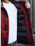 Pánska zimná bordová bunda s kapucňou