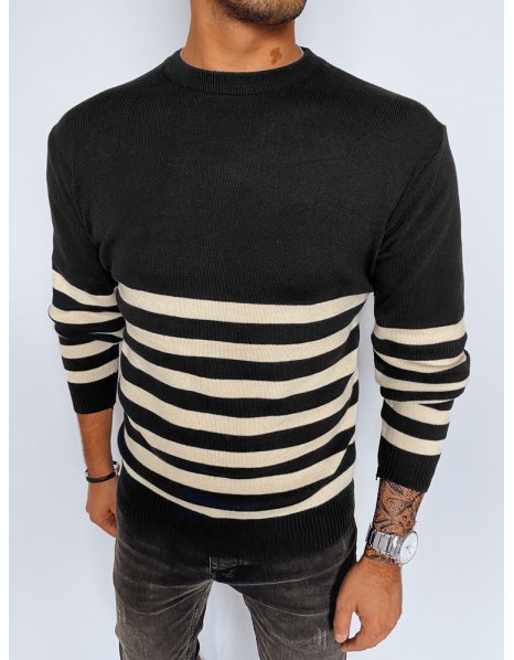 Čierny pásikavý sveter