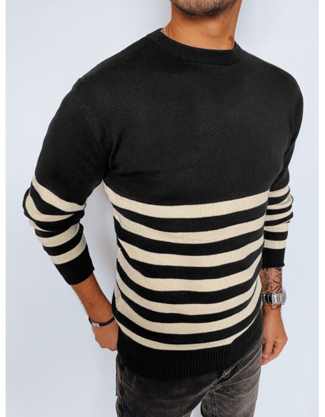 Čierny pásikavý sveter