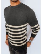 Tmavošedý pásikavý sveter