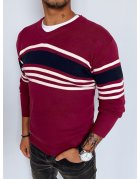 Bordový pánsky sveter s včkovým výstrihom