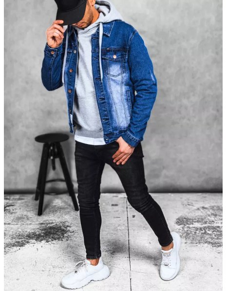 Modrá pánska džínsová bunda