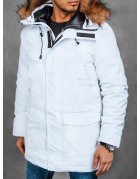 Zimná pánska biela bunda s kapucňou
