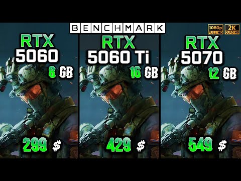 RTX 5060 8GB vs RTX 5060 Ti 16GB vs RTX 5070 12GB Test / 1080p - 1440p / in 8 Games