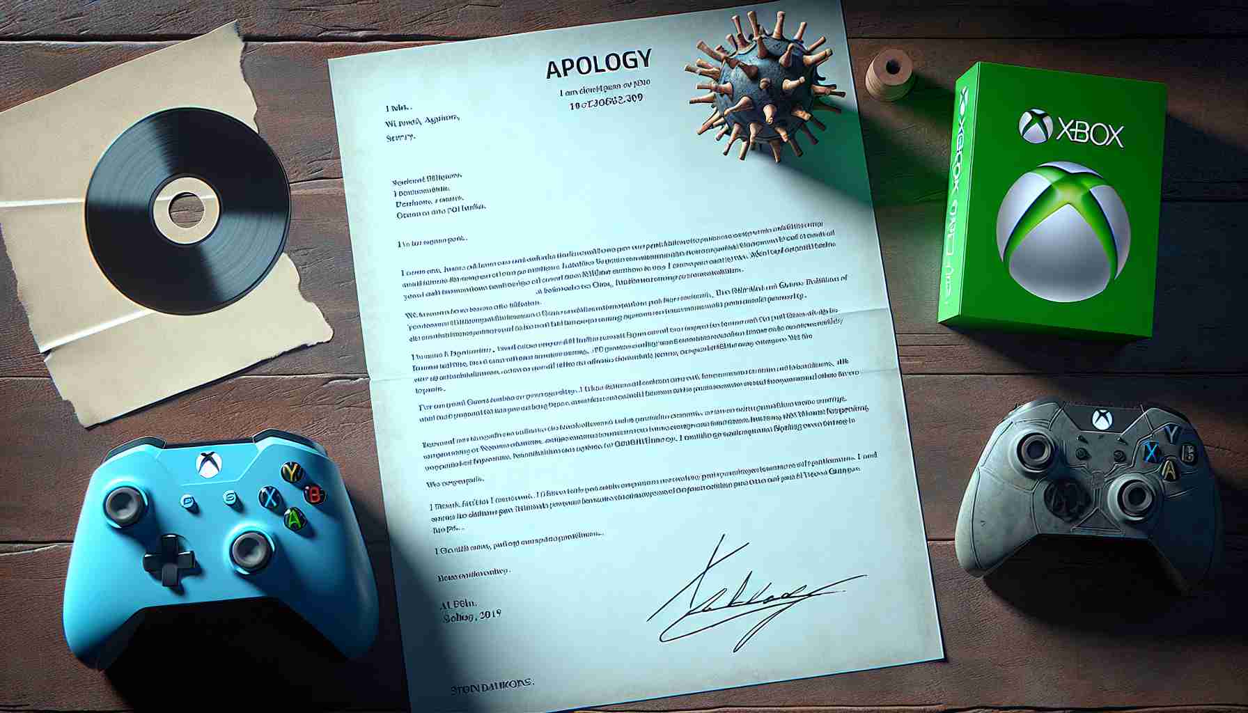 An ultra-high definition, photorealistic image of a detailed apology letter from a major telecommunications company, for incorrect billing of Xbox Game Pass subscriptions