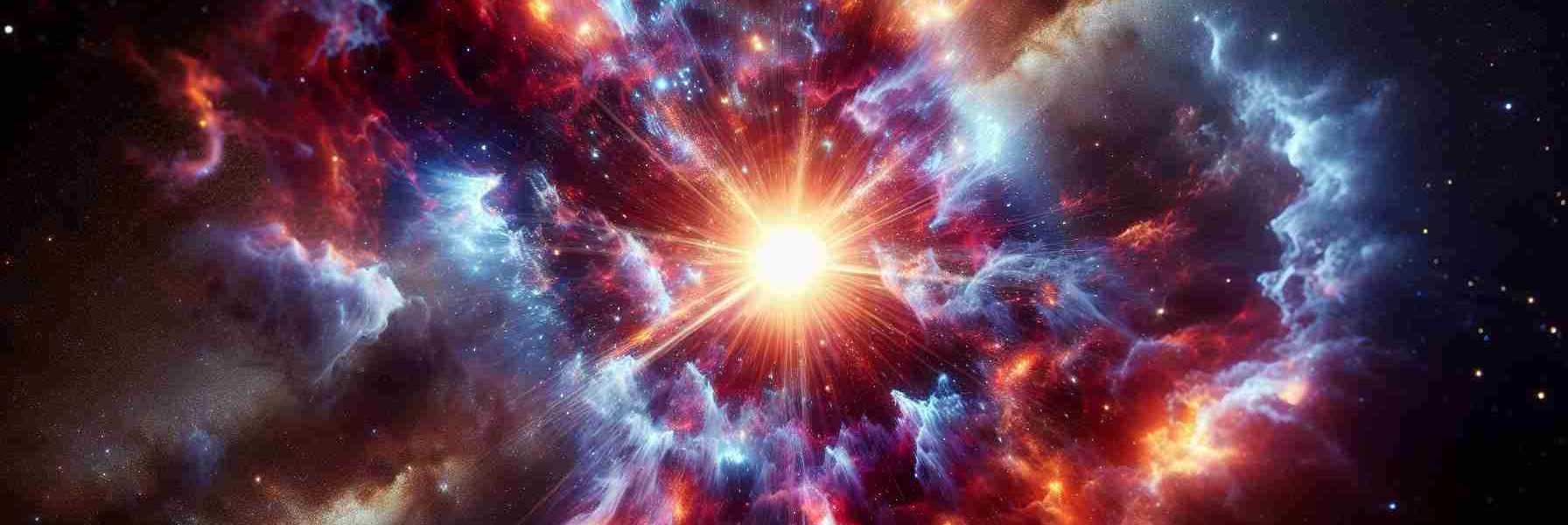 Render an HD photo-realistic image of a celestial picture representing the supernova event that was hypothetically labelled as 2023ufx. The scene showcases the radiant explosion of this massive star with a sprawling array of colours ranging from deep blue to vibrant red, radiating cosmic particles into the surrounding space as it sends shockwaves through its galaxy.