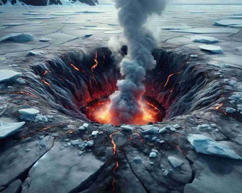 A high-definition, realistic image of a hidden volcanic threat crocheted within the Antarctic landscape. Show an eerie scene of frozen tundra, ice strewn about the rough terrain, with fear-inducing cracks that hint towards the potential fiery terror beneath the surface. May also include dramatic signs of geothermal activity like melting ice, plumes of steam rising from the ground, and subtle vibrations echoed in the ice. The shocking revelation lies hidden and dormant, yet creating ripples of intensity in the tranquility of the icy continent.